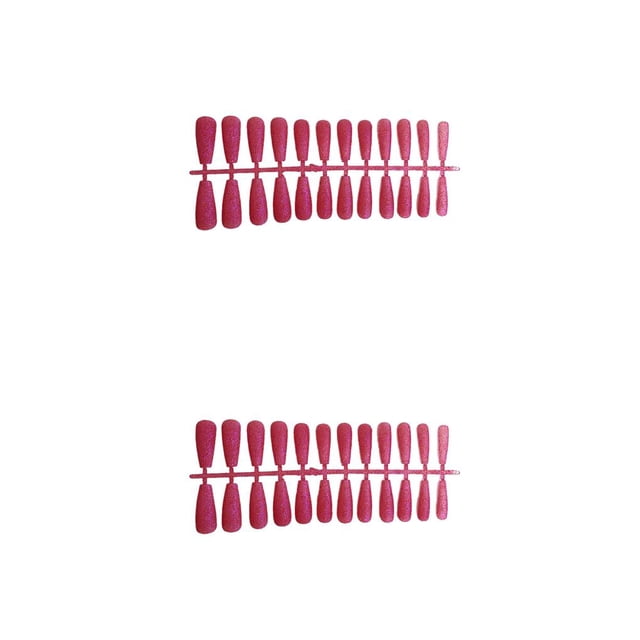24 Piezas de Uñas Postizas en Polvo Brillante Seitruly Rosa Roja