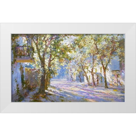 Obuchovsky Yury 32x21 White Modern Wood Framed Museum Art Print Titled - Morning Street