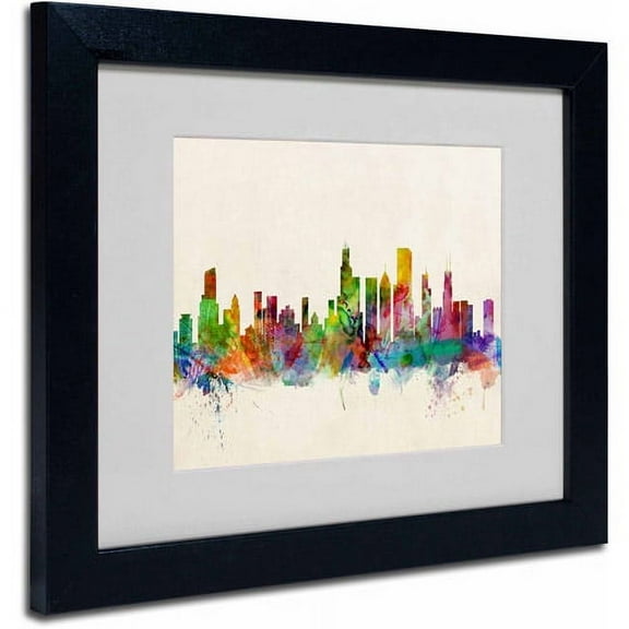 Trademark Fine Art "Chicago, Illinois" Canvas Art by Michael Tompsett, Black Frame