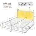 thumbnail image 2 of Metal Full Bed Frame with LED Lights and Charging Station, Full Size Bed Frame with Headboard and Footboard with Storage Shelves and Under Bed Storage, No Box Spring Needed, Noise Free,White, 2 of 15