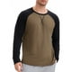 thumbnail image 5 of Camisetas de manga larga para hombres, camiseta casual de color bloque, S marrón negro, 5 of 6