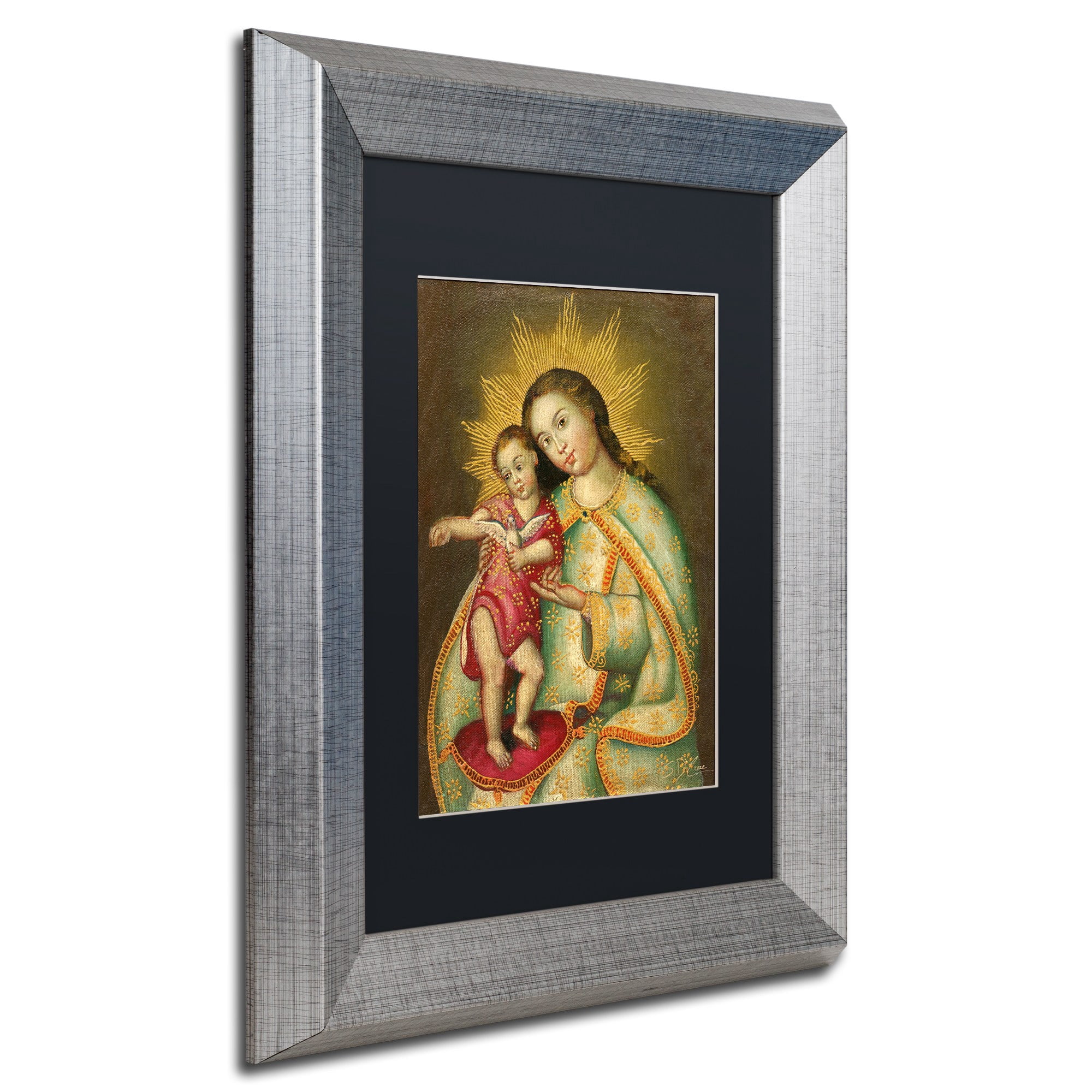 Trademark Fine Art "The Virgin and Son II" Canvas Art by Masters Fine Art, Black Matte, Silver Frame