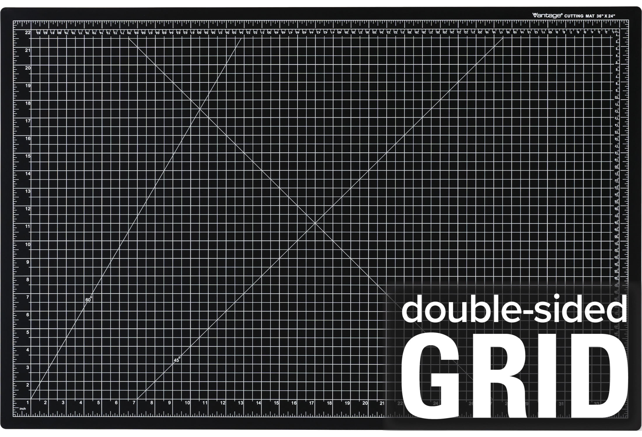 Dahle Vantage 10793 Premium Double-Sided Self-Healing Mat, 24"x36", 1/2" Grid, Perfect for Crafts & Sewing, Double-Sided, Black