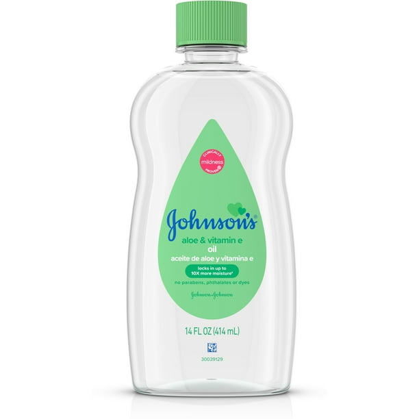 2 Pack JOHNSON'S Baby Oil, Aloe Vera & Vitamin E 14 oz