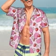 thumbnail image 5 of KLL Men's Hawaiian Shirt Short Sleeve Button Down Beach Shirts-Strawberry Popsicle, 5 of 5