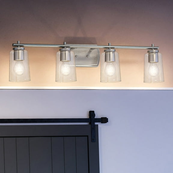 Luxury Traditional Bath Light, 7.625H x 32W, with Transitional Style, Brushed Nickel, UHP4143 by Urban Ambiance