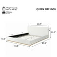 thumbnail image 3 of Christopher Knight Home Queen Bed with Velvet Upholstery, Solid Wood Platform, Padded Headboard, White, 3 of 8