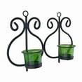 thumbnail image 3 of Wgloryind all Candle Sconce Set of 2 Wrought Iron Candle Holder Hanging Wall Mounted Candle Sconces for Living Room Home Decor, Black with Glass and Free T-light Candles (Green), 3 of 5