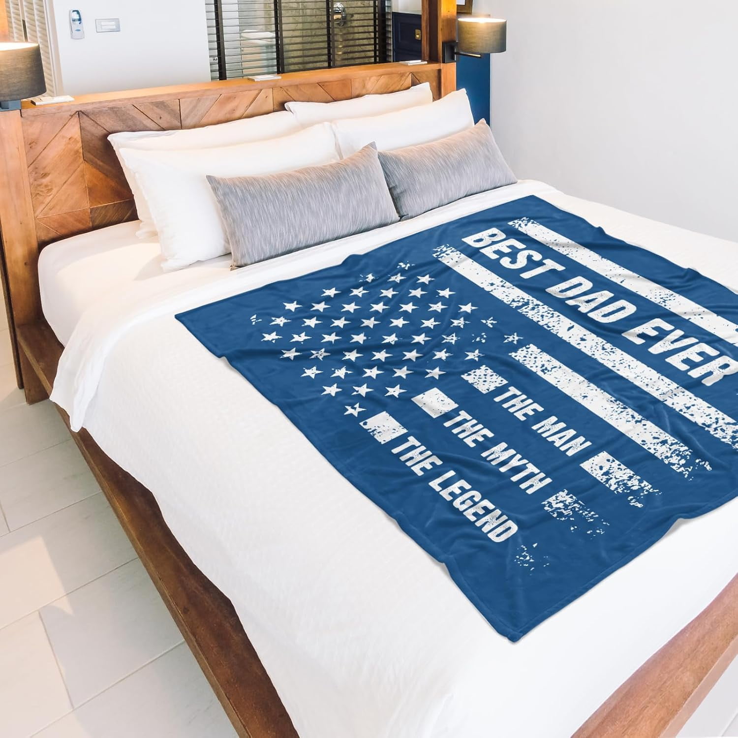 Birthday Gifts for Dad- Cool Flag Blanket with The Man The Myth The Legend- Dad Birthday Gift, Soft Blanket Throw for Bed Sofa Napping Camping