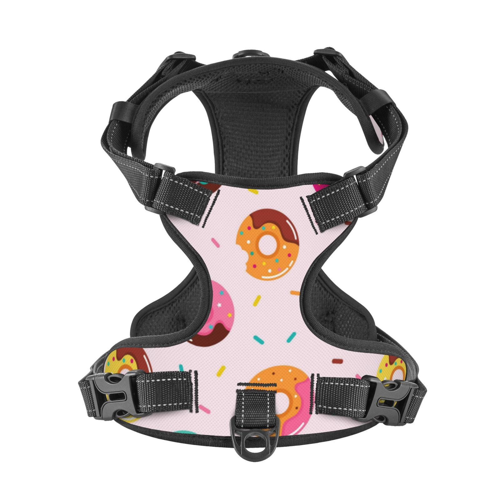 Picia Donut No-Pull Dog Harness Reflective Front Clip Vest with Handle,Step-in Air Dog Harness,Adjustable 2 Metal Rings 4 Buckles,Easy to Put on & Take Off