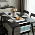thumbnail image 2 of Turquoise Black Stripe Table Runner 90 Inches Long, Modern Abstract Coarse Striped Kitchen Coffee Dining Table Decoration for Home Party Birthday Wedding Home Decor 13x90 Inches, 2 of 8
