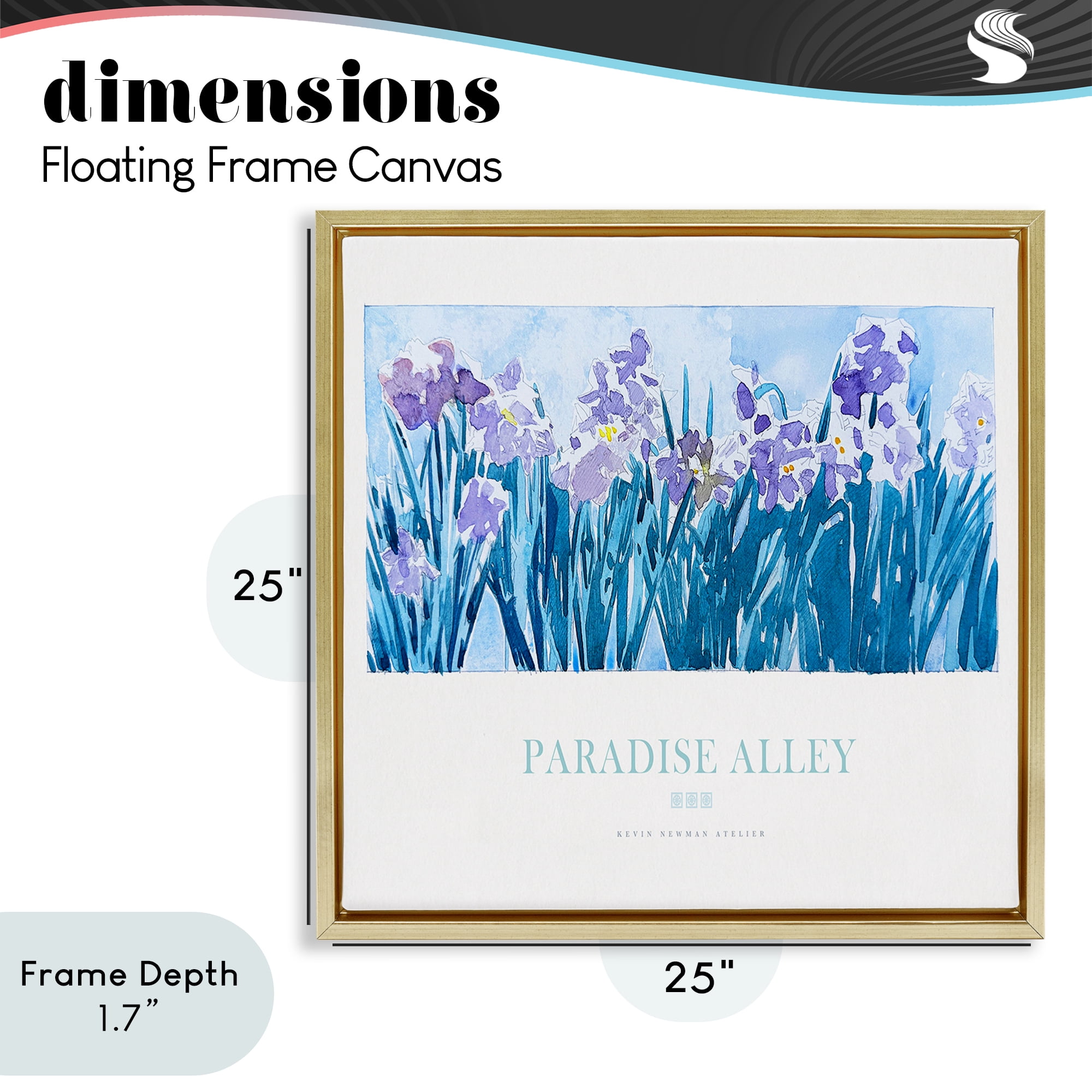 Stupell Industries Paradise Alley Purple Irises Gold Framed Floater Canvas Wall Art, design by Jadei Graphics
