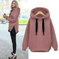 thumbnail image 2 of VSSSJ Womens Hoodies Sweatshirt Crew Neck Loose Long Sleeve Oversized Casual Crew Neck Side Zipper Winter Warm Hooded Pullover Pink S, 2 of 5