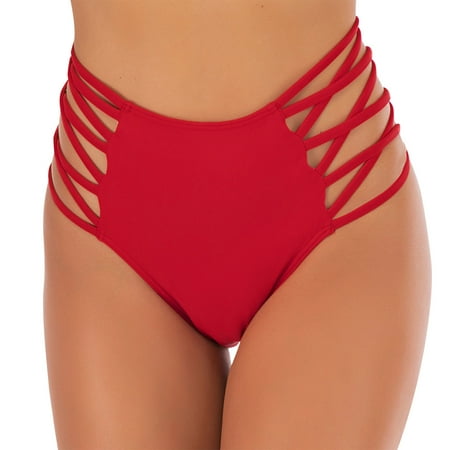 ylioge Womens Swimming Bottoms Trendy Hollow Out Mid Waisted Underwear Panties Ladies Solid High-Cut Beach Swimwear Shorts Summer Saving Clearance