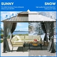 thumbnail image 4 of Dextrus Double Roof Hardtop Gazebo, Outdoor Shelter with Netting and Curtains, Dual Layered Sidewalls, Heavy Duty Galvanized Steel Construction, Ideal for Patio, Backyard, or Deck - 10x12ft, Gray, 4 of 5