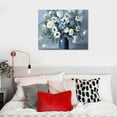 thumbnail image 4 of ARISTURING  Vintage Flowers Canvas Wall Art Blue White Blossom Canvas Painting Retro Flowers in Vase Canvas Pictures Blue Ocean Background Artwork Prints for Bathroom Bedroom Wall Decor, 4 of 4
