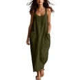 thumbnail image 2 of Hvogkswy Cotton Maxi Dresses for Women Solid Sleeveless Crew Neck Dress Boho Loose FLowy Side Pockets Casual Summer Vacation Long Dress, 2 of 7