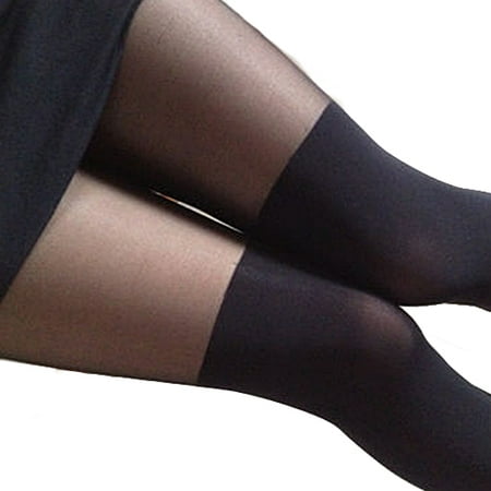 

Xinwanna Black Mixed Colors Gipsy Mock Ribbed Over the Knee Tights Thigh High Pantyhose (A)