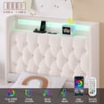 thumbnail image 4 of Homfa Twin Bed Frame with LED Light & Charge Station, 2 Storage Drawers Modern Upholstered Wingback Platform Bed Frame, Beige Velvet, 4 of 8