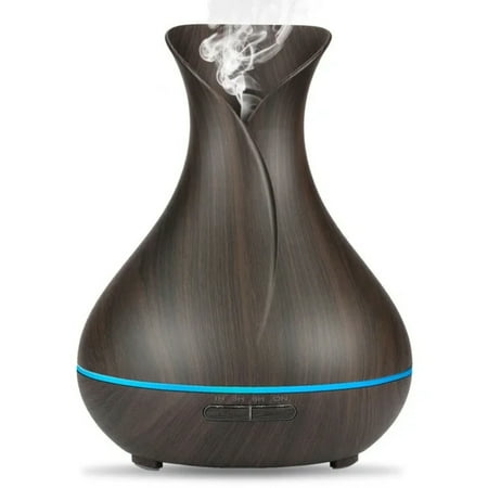 

CHNGXDZ High-Quality 400ml Wood Grain Air Humidifier with LED Night Light Timer & Essential Oil Diffuser - Spa Experience at Home - 7 Colors Mist Sprayer for Relaxation - Power-off Prote