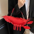 thumbnail image 1 of Bolso cruzado de imitación de cuero en forma de cangrejo de río para mujer, cartera pequeña y moderna de tamaño compacto, color rojo, perfecto para salidas nocturnas y uso casual., 1 of 6