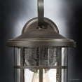 thumbnail image 6 of Urban Ambiance Luxury Craftsman Outdoor Wall Light, Medium Size: 14.25"H x 8"W, with Tudor Style Elements, Wrought Iron Design, Oil Rubbed Parisian Bronze Finish and Seeded Glass, UQL1043, 6 of 8