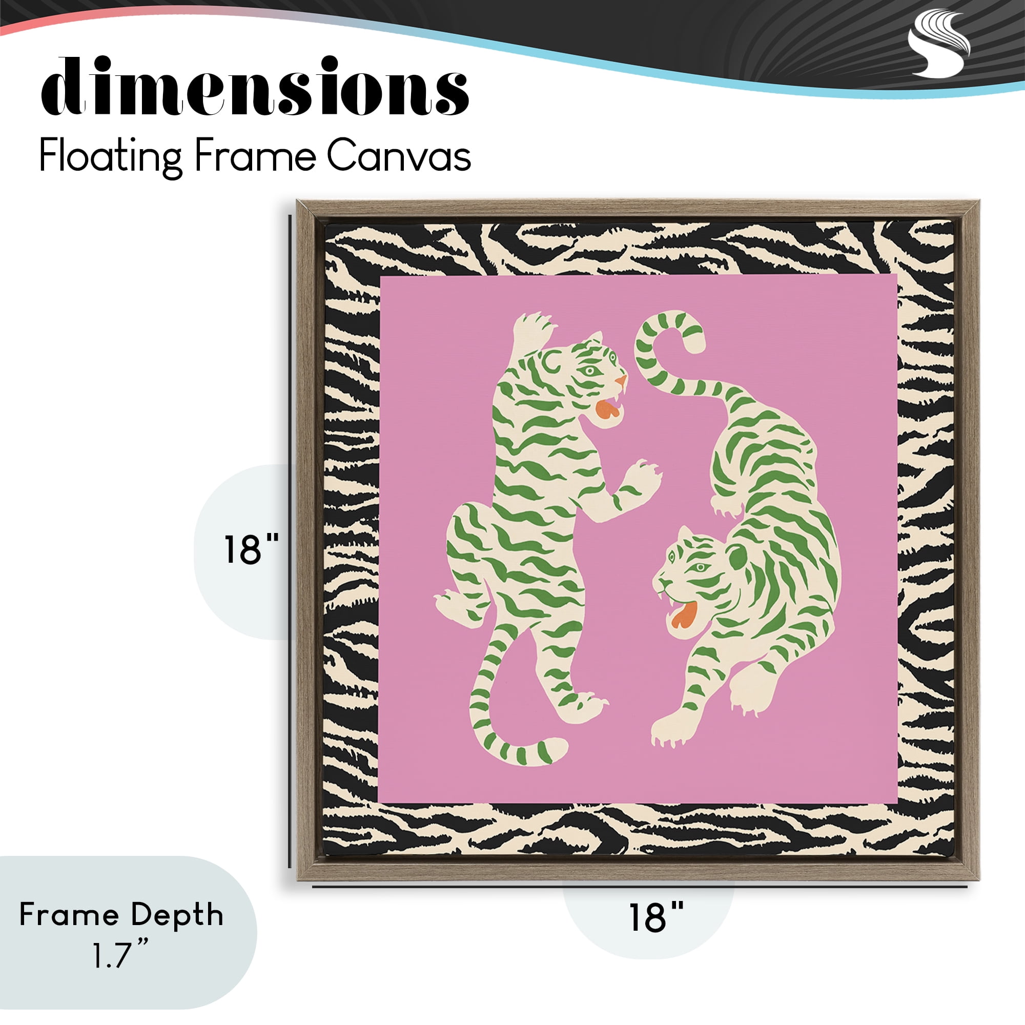 Stupell Industries Purple & Green Twin Tigers Brown Framed Floater Canvas Wall Art, design by Karolina Sato