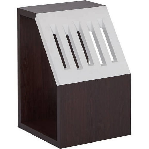 Furniture of America Two Tone End Table and Book Holder in White/Walnut Finish