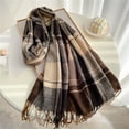 thumbnail image 2 of Yuanlong Womens Scarves Vintage Plaid Tassel Thick Fluffy Winter Warm Neck Wraps Cozy Soft Retro Versatile Casual Scarves, 2 of 9