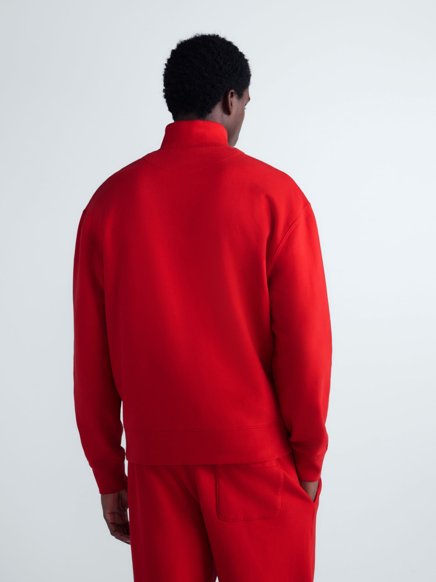 Free Assembly Men's Quarter Zip Cotton Fleece Pullover, Sizes XS-XL