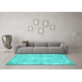 thumbnail image 3 of Ahgly Company Machine Washable Indoor Square Persian Turquoise Blue Bohemian Area Rugs, 4' Square, 3 of 4