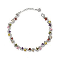 Kaash Customs Silver Plated Round Shape Foot Jewelry Adjustable CZ Summer Anklet Bracelet Best Christmas and Weddings Gift for Her