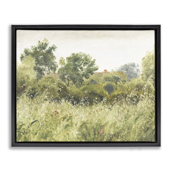 Stupell Industries Vintage Trees And Fields Black Framed Floater Canvas Wall Art, design by Leah Straatsma, 17 x 21
