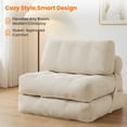 thumbnail image 2 of Puremind Folding Sofa Bed, Convertible Floor Couch for Adults/Kids, Corduroy Fold Out Chair Bed with Pillow for Living Room/Bedroom, Beige, 2 of 7