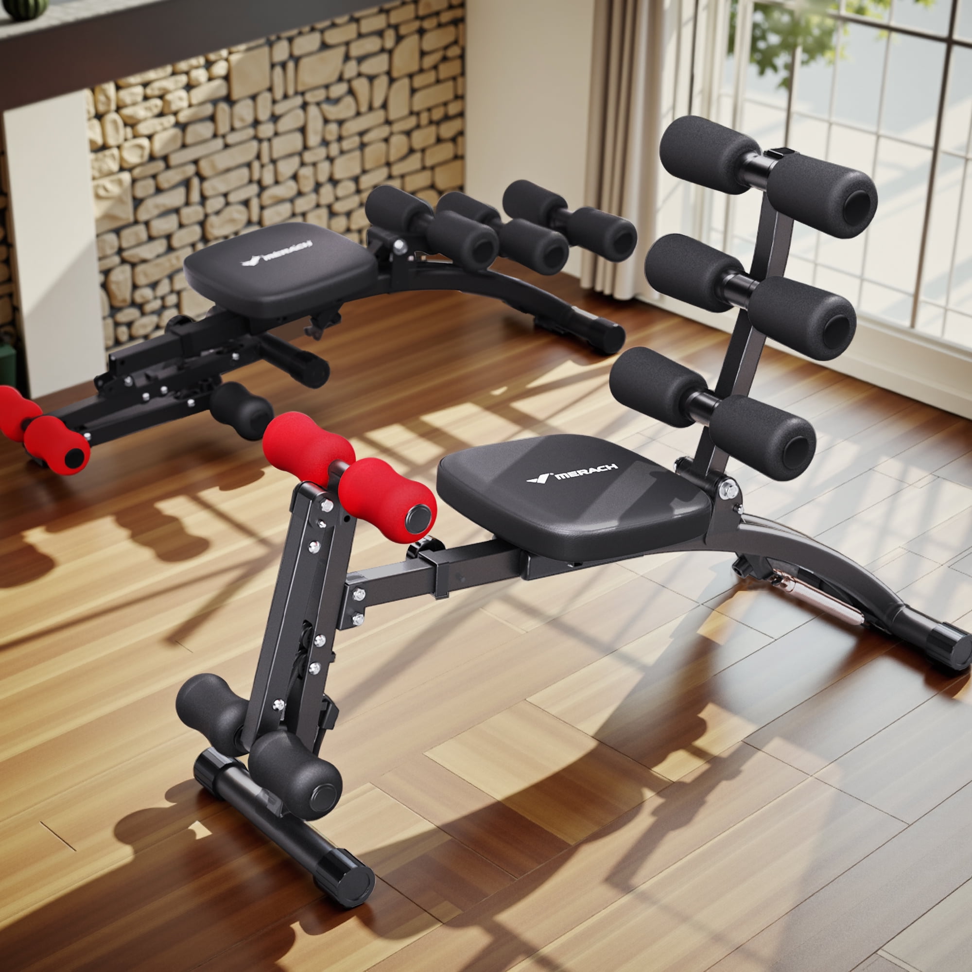 MERACH Ab Machine, Stomach Workout Equipment with Adjustable Length, Abdominal Workout Bench with Ergonomic Design