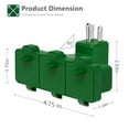 thumbnail image 6 of Kasonic 3-Outlet Wall Plug Adapter, Indoor/Outdoor Use, UL Listed, Heavy Duty Multi Outlet Power Extender, Safe Cover and All Weather Resistant for Home, Office, Garage, Patio (Green), 6 of 6