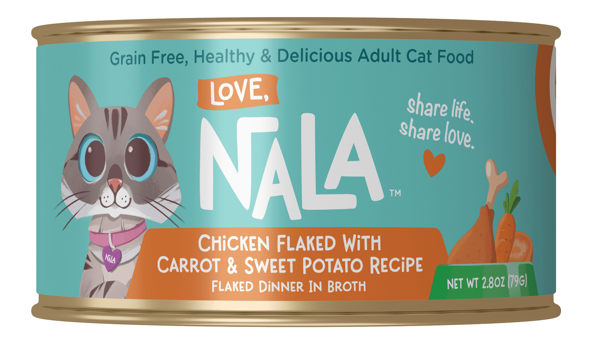 (24 pack) Love, Nala Chicken Flaked with Sweet Potato & Carrot Recipe in Broth Adult Wet Cat Food