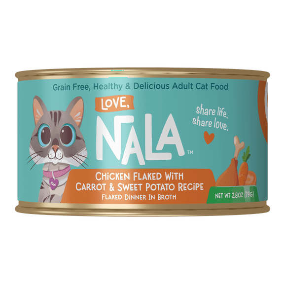 Love, Nala Chicken Flaked with Sweet Potato & Carrot Recipe in Broth Adult Wet Cat Food