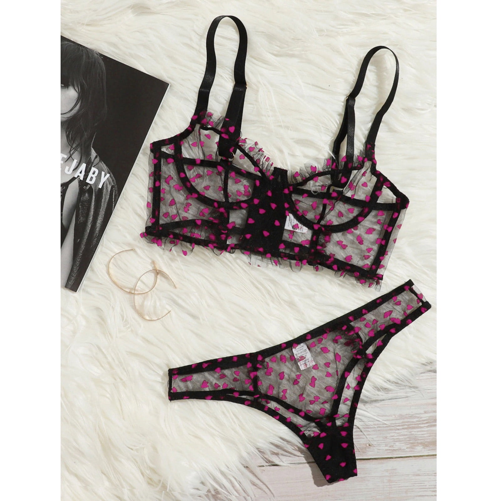 Sous vetements Feminins Ensemble de Lingerie de Jarretiere de Dentelle Adulte avec Bas Sous vetements Bague Pyjama Sexy Dentelle Lingerie Sleepwear en