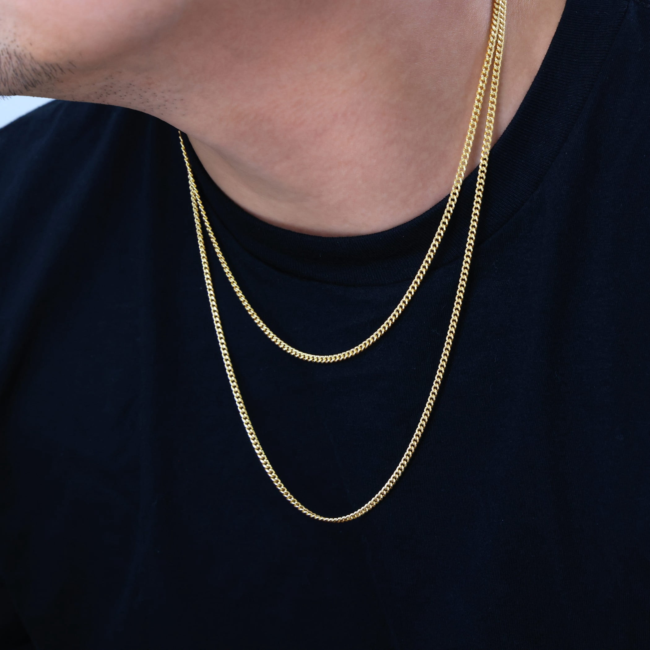 Nuragold 10k Real Yellow Gold Miami Cuban Lightweight Link 3mm Chain Necklace (16"-30") Italian Jewelry for Men & Women