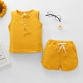 thumbnail image 2 of Baby Summer Clothes Toddler Girls 2pcs Cotton Solid Color Vest Tops Shorts Suit Clothing Outfits, 2 of 8
