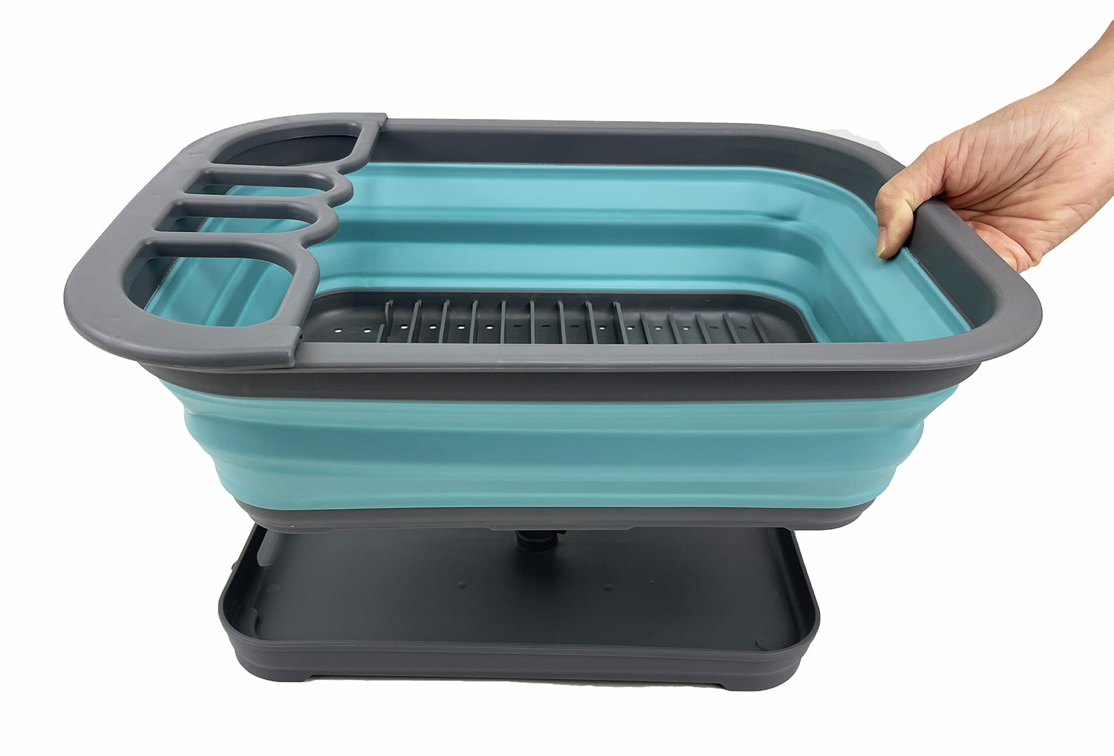 SAMMART 7.3L (1.9 Gallon) Collapsible Dish Drainer with Drainer Board - Foldable Drying Rack Set - Portable Organizer - Space Saving - pop up Storage