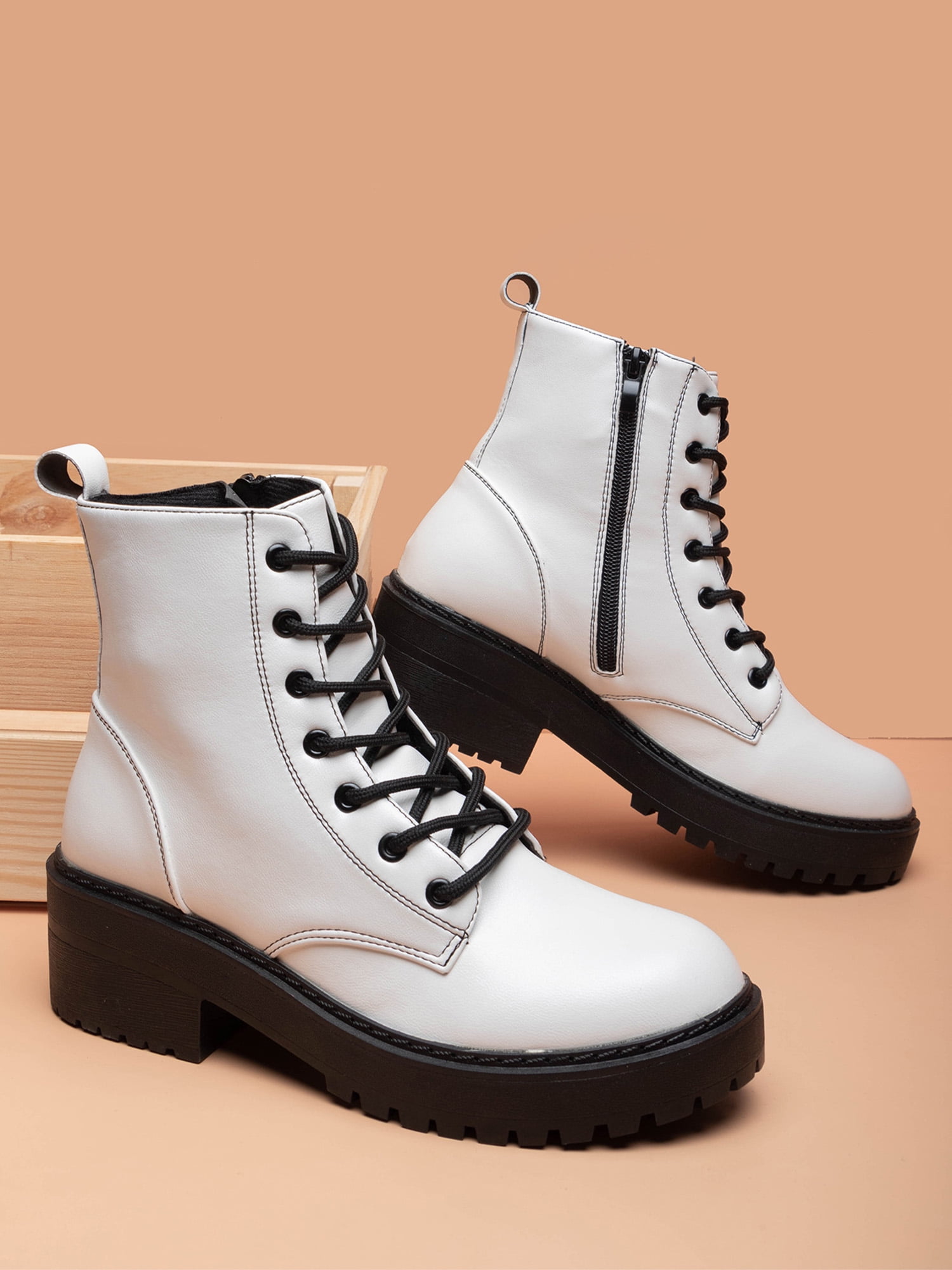 white booties lace up