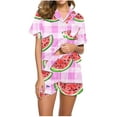 thumbnail image 1 of Birdeem Blouses à Manches Courtes pour Femmes, Blouse Décontractée Imprimée à Col Rabattu, Ensemble de Pyjama Mode pour Femmes, 1 of 4