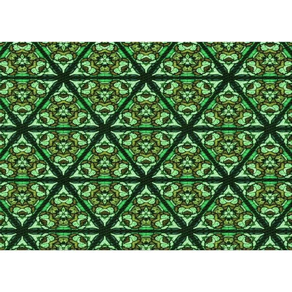 Ahgly Company Indoor Rectangle Patterned Dark Forest Green Area Rugs, 6' x 9'