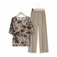 thumbnail image 2 of Runfenguu Vacation Outfits For Women 2025 Women'S Plus Size Set Printed Short Sleeved Solid Color Pants Casual Loose Short Sleeved Round Neck Top/Shirt Set, 2 of 6