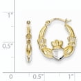thumbnail image 3 of 10K & Rhodium Claddagh Hollow Hoop Earrings 10ER261, 3 of 3
