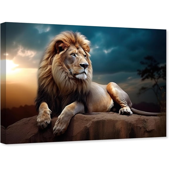 ZHONGYUTONG Lion Wall Art African Lion Canvas Wildlife Animal Pictures Print Modern Artwork Poster Painting for Bedroom Decor Framed (12.00" x 18.00")