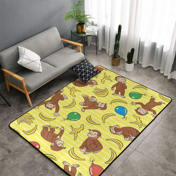 Area Rugs Soft Non-Slip Floor Mats Curious George Carpets Doormat for Living Room Bedroom Decor 60"x39"