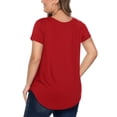 thumbnail image 3 of JYLFC Womens Plus Size T-shirts Criss Cross Neck Short Sleeve Summer Shirts, Red 2XL, 3 of 4